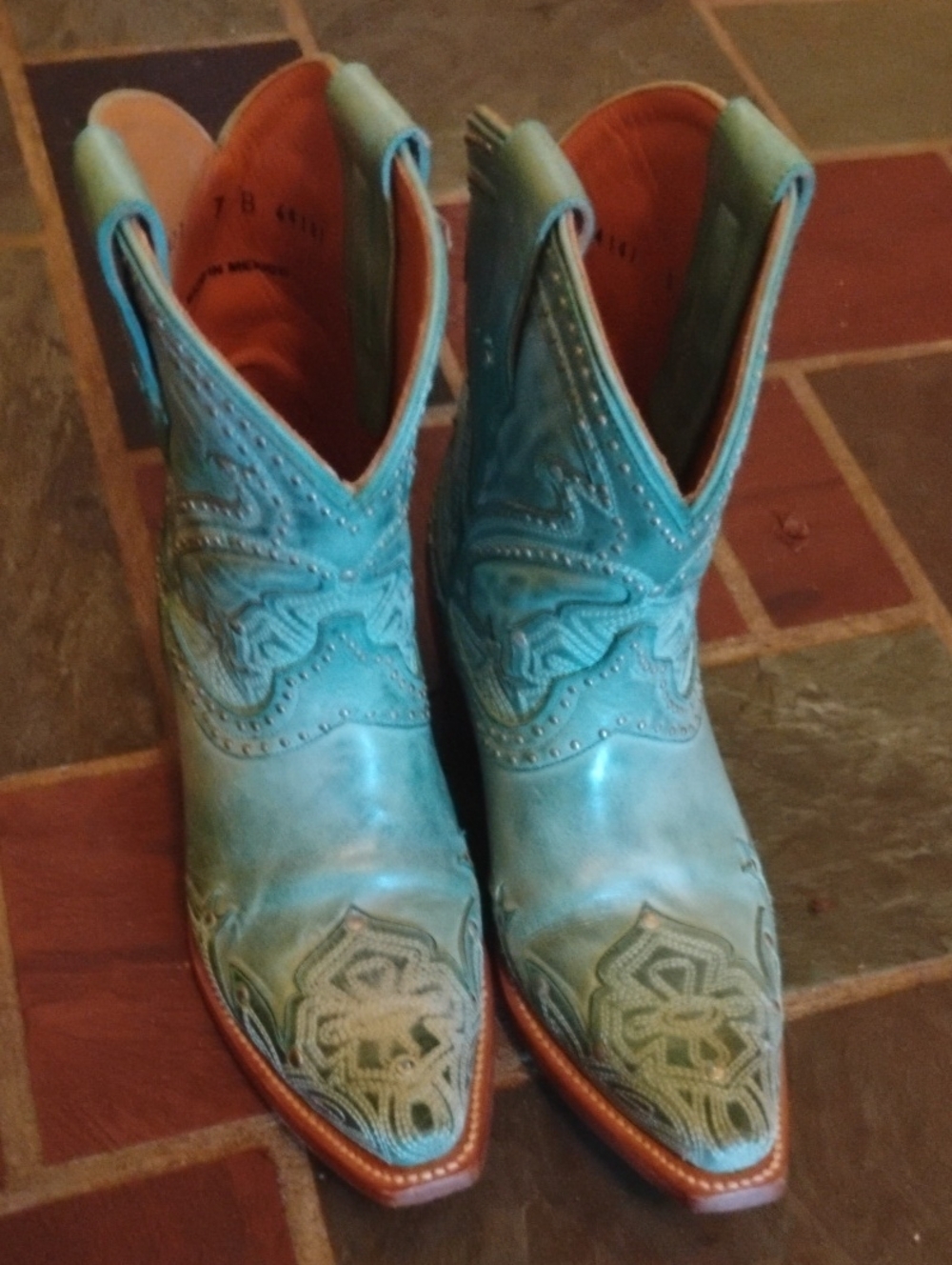 Lucchese Turquoise Embroidered Western Booties